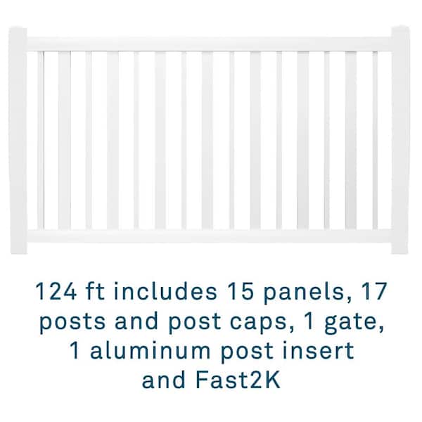 Weatherables 48 in. H x 124 ft. L Atlantis White Vinyl Complete Vinyl Pool Fence Project Pack