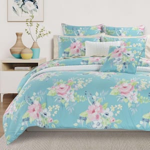 Edessa Polyester Blue Full/Queen 3-Piece Comforter Set