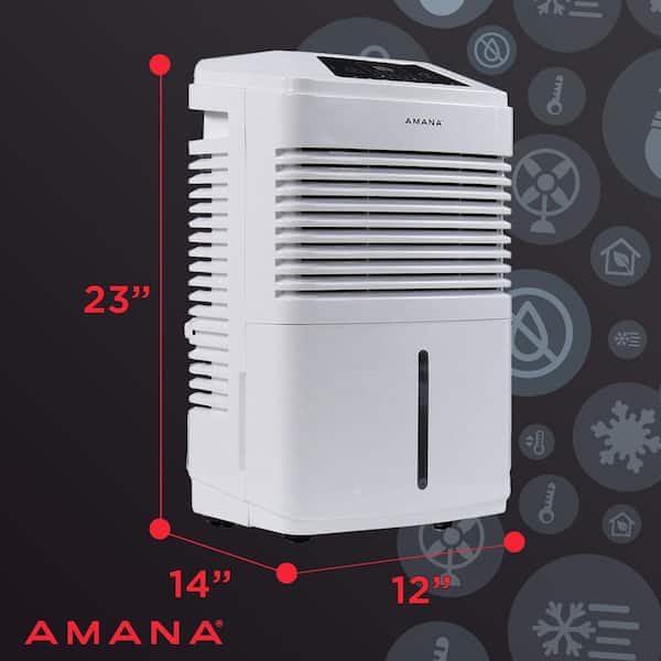 Amana AMAD351BW 35 pt. Portable Dehumidifier with Adjustable Humidistat, Auto Shut-Off, 24-Hour Timer for Bathrooms, Basements, Bedrooms - 3
