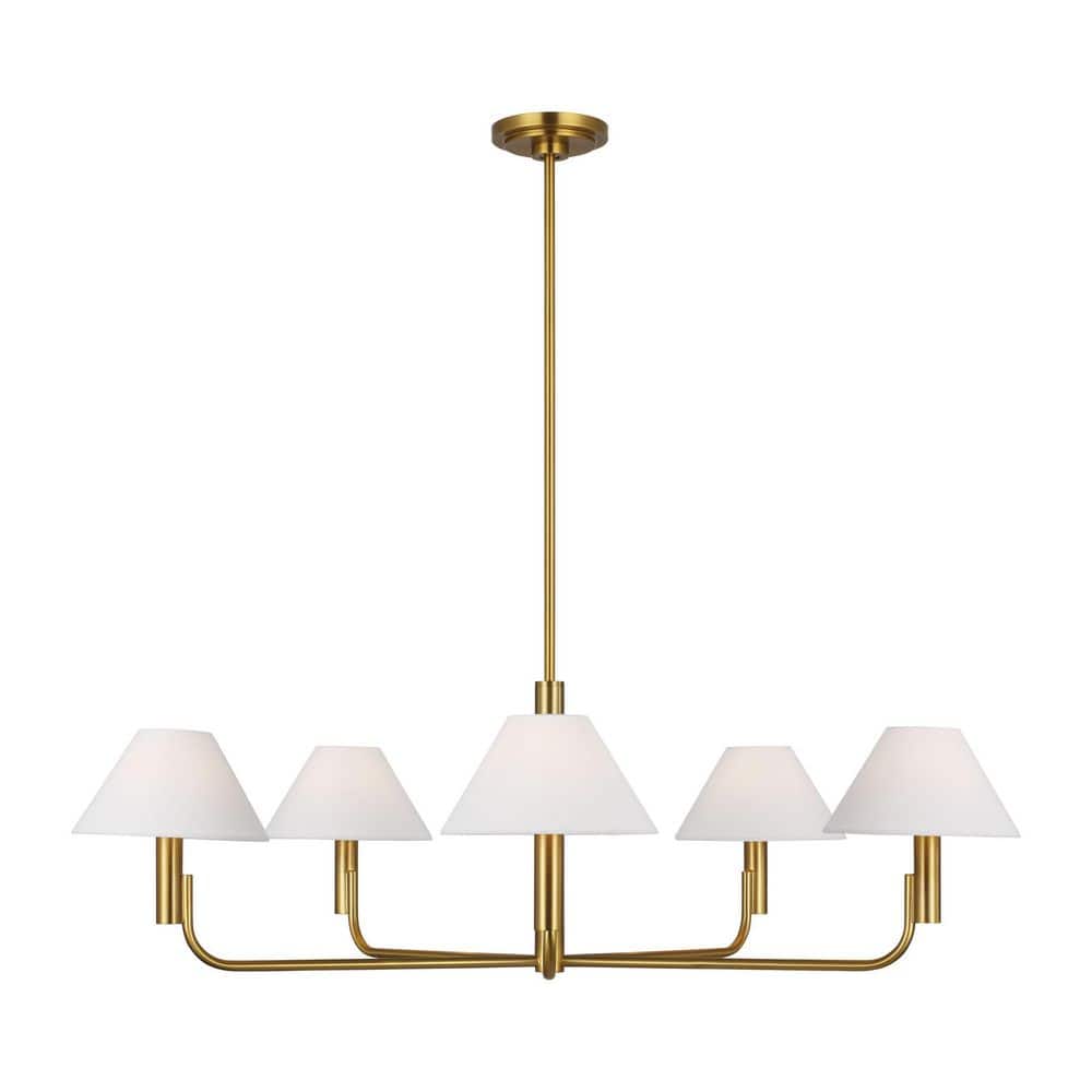 Colfax Large 5-Light Burnished Brass Dining Room Chandelier With White Linen Shades price history on PriceWatchPro