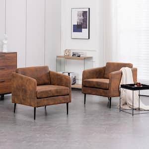 Brown 28.3 in. Width Foil Fabric Accent Arm Chair