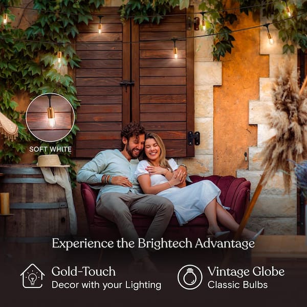 Ambience Glow 15-Light 48 ft. Outdoor Plug-in 2W 2700k LED S14 Hanging Edison Bulb String-Light
