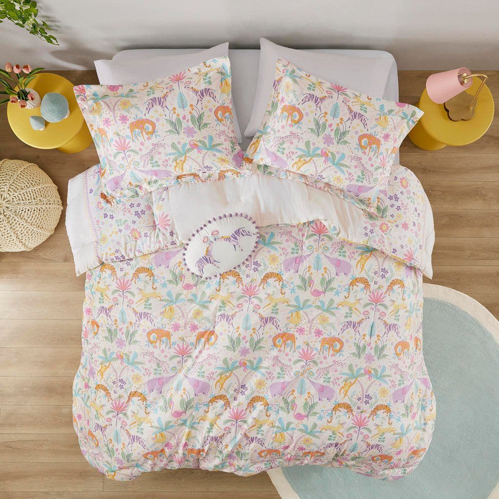 Full Purple Cotton Reversible Down Alternative Comforter Set