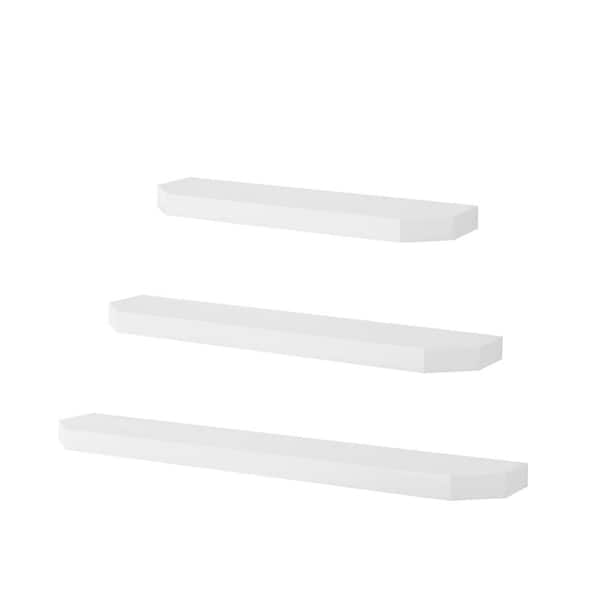 Stylewell 1 6 In H X 36 W 7 D White Wood Floating Wall Shelf Set Of 3 20mje2202 - Long Floating Wall Shelf White