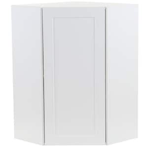 Cambridge Shaker Assembled 23.64x30x23.64 in. Corner Wall Cabinet with 1 Soft Close Door in White