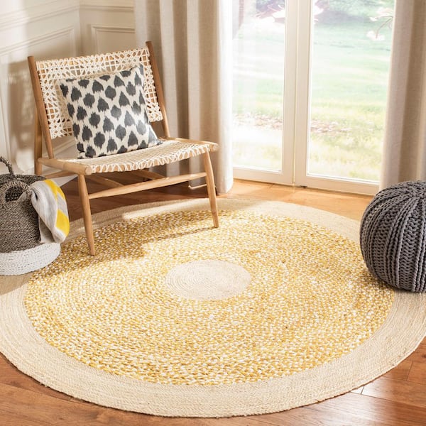 Cape Cod Gold/Natural 5 ft. x 5 ft. Braided Round Area Rug