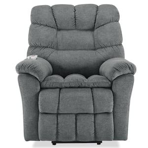 Gray Fabric Power Lift Adjustable Massage Chair Recliner for Elderly with Heating System and 4-Massage Point