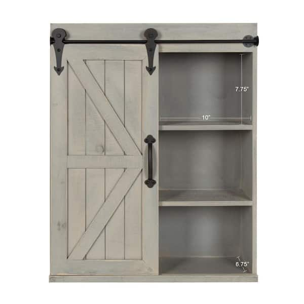 Photo 1 of Cates 8 in. x 22 in. x 28 in. Gray Wood Decorative Cabinet Wall Shelf- MINOR DAMGE ON FRONT