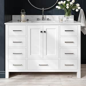 Cambridge 49 in. W x 22 in. D x 35.25 in. H Bath Vanity in White with Marble Vanity Top in White