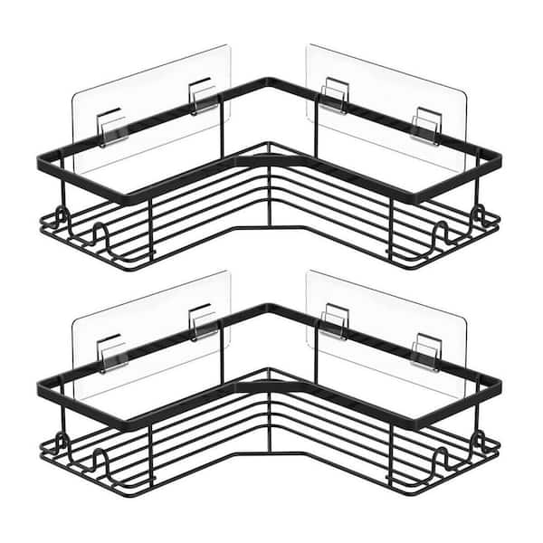 Dracelo Black Corner Shower Caddy 2-Pack, No Drilling Stainless Steel Shower Caddy Corner Shelf