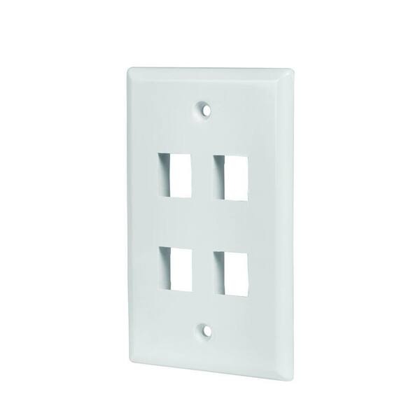 CE TECH White 4-Gang Phone Jack Wall Plate (5-Pack)