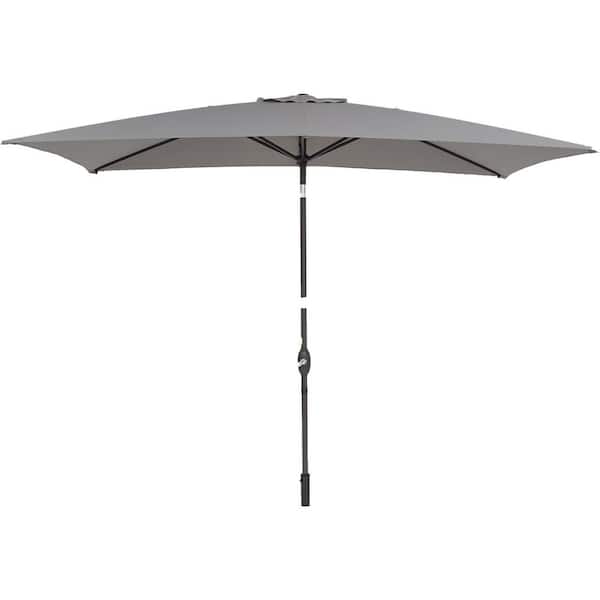 Unbranded 10 ft. x 6.5 ft. Mental Market Patio Umbrella in Gray