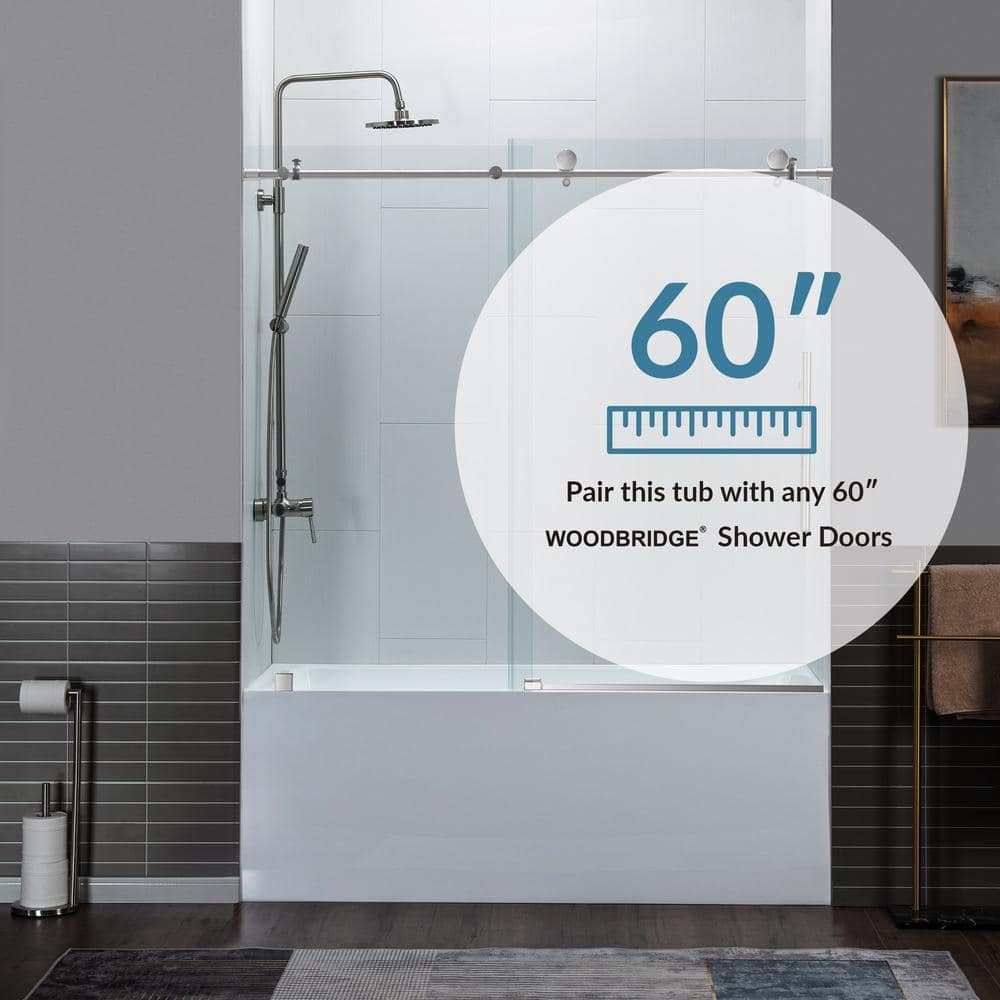 Vine 60'' x 30'' White Acrylic Alcove Soaking Bathtub
