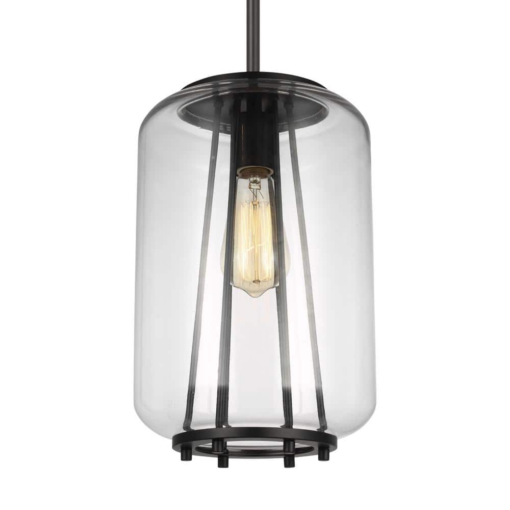 Rosie Midnight Black Steel Pendant with Clear Glass Shade