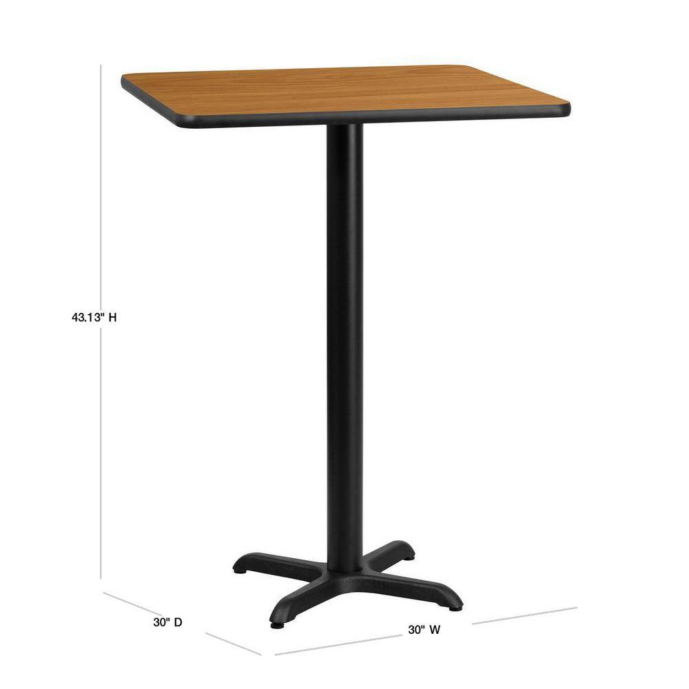 Contemporary Square Natural Laminate 30'' Bar Height Dining Table