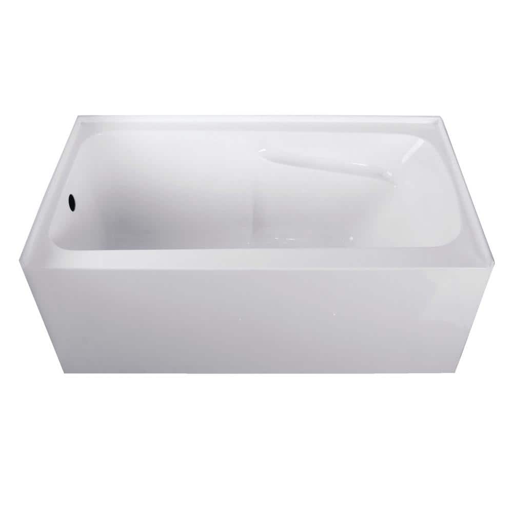 54-Inch White Acrylic Alcove Soaking Bathtub with Arm Rest