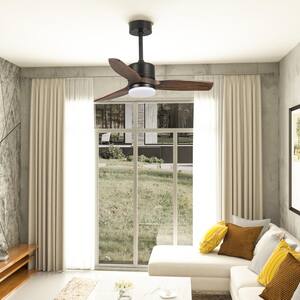 36 in. LED Integrated Matte Black Wood Leaf Indoor Ceiling Fan with Remote Control, Reversible
