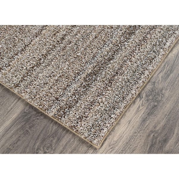 Striped Shag Multicolor Random Earth Tone 9 ft. x 12 ft. Stripe Rectangle Area Rug