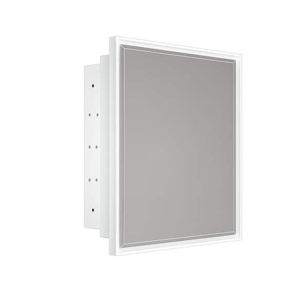 KeonJinn 21 in. W x 27 in. H Rectangular White Aluminum Alloy Framed Recessed/Surface Mount Medicine Cabinet with Mirror