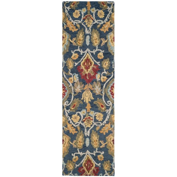 SAFAVIEH Blossom Navy/Multi 2 ft. x 12 ft. Floral Runner Rug
