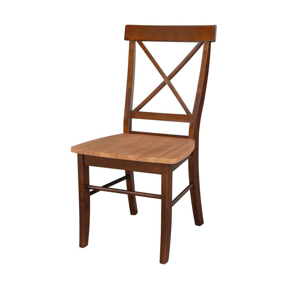 Cinnamon and Espresso Cross Back Wood Side Chair Set