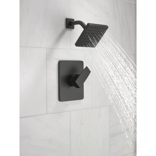 Modern Angular 1-Handle Wall Mount Shower Only Trim Kit in Matte Black (Valve Not Included)