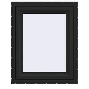 24 in. x 30 in. V-4500 Series Bronze Exterior/White Interior FiniShield Vinyl Left-Handed Casement Window w/ Mesh Screen