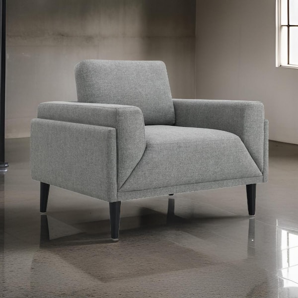 Benjara Gray and Black Polyester Arm Chair with Track Arms and Pocket Coils