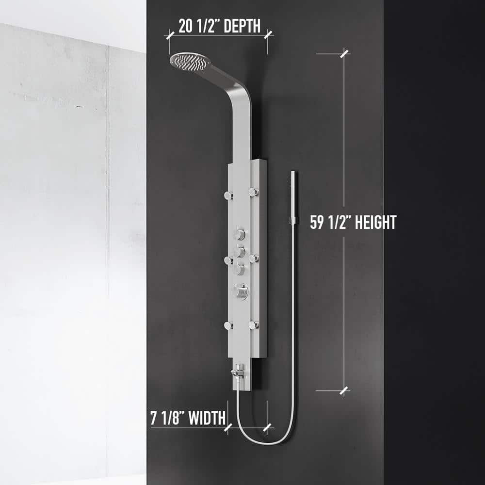 Mateo Stainless Steel 60" Shower Panel System with Hand Shower and Jets