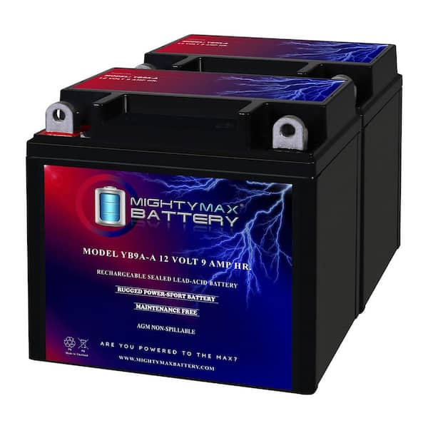 MIGHTY MAX BATTERY YB9A-A 12-Volt 9AH 130 CCA Replacement Battery Compatible with Suzuki/Honda QuadRunner 160 - 2 Pack