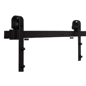 72 in. Flat Black Sliding Barn Door Track and Fitting Set for Interior Use