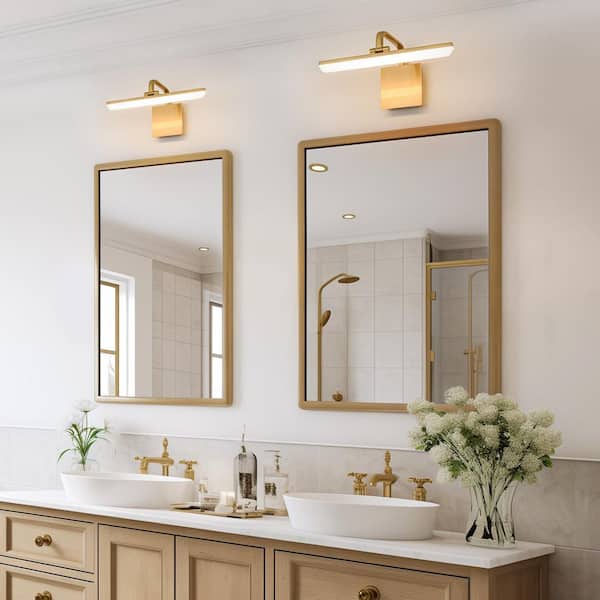 HUOKU Nimbus 1-Light 15 in.W Brushed Gold Brass LED Vanity Light