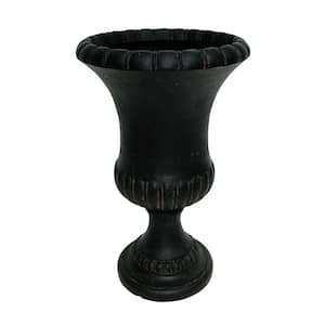 26.5 in. H Aged Charcoal Cast Stone Entrance Urn Planter