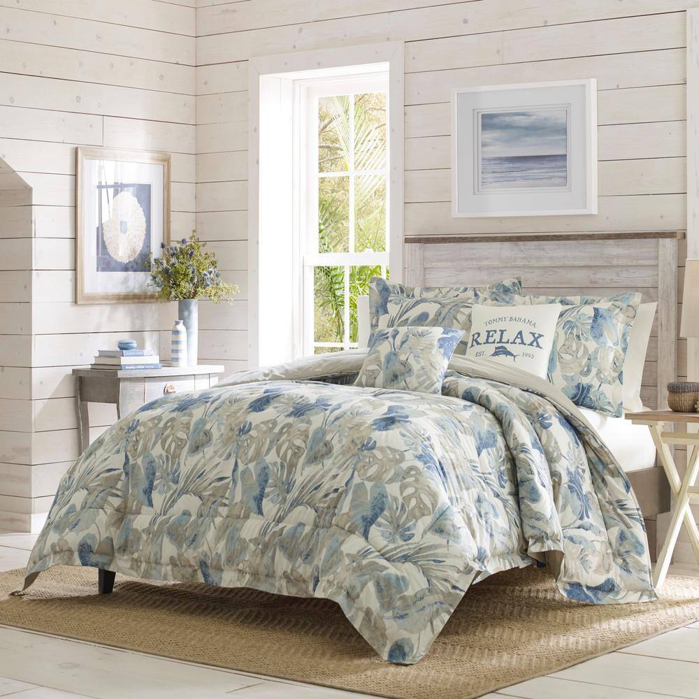 Tommy Bahama Raw Coast 4-Piece Blue Cotton Queen Comforter Set ...