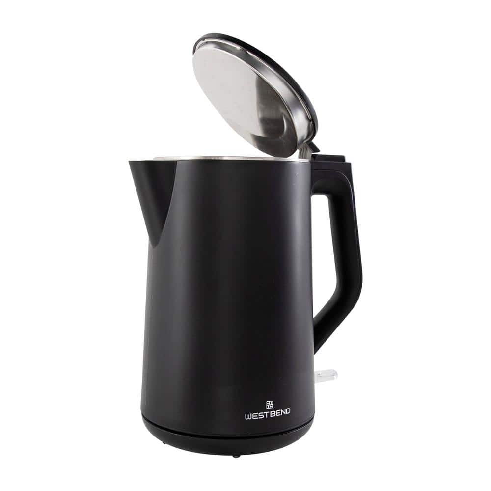 West Bend 1.5 Liter Black Stainless Steel Electric Kettle