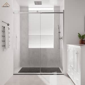 60 in. W x 76 in. H Sliding Frameless Shower Door in Brushed Nickel Finish with Soft-closing and 3/8 in. Tempered Glass