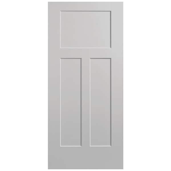 Masonite 36 in. x 80 in. 3-Panel Winslow Single Bore Hollow Core Silver Bullet Molded Composite Interior Door Slab