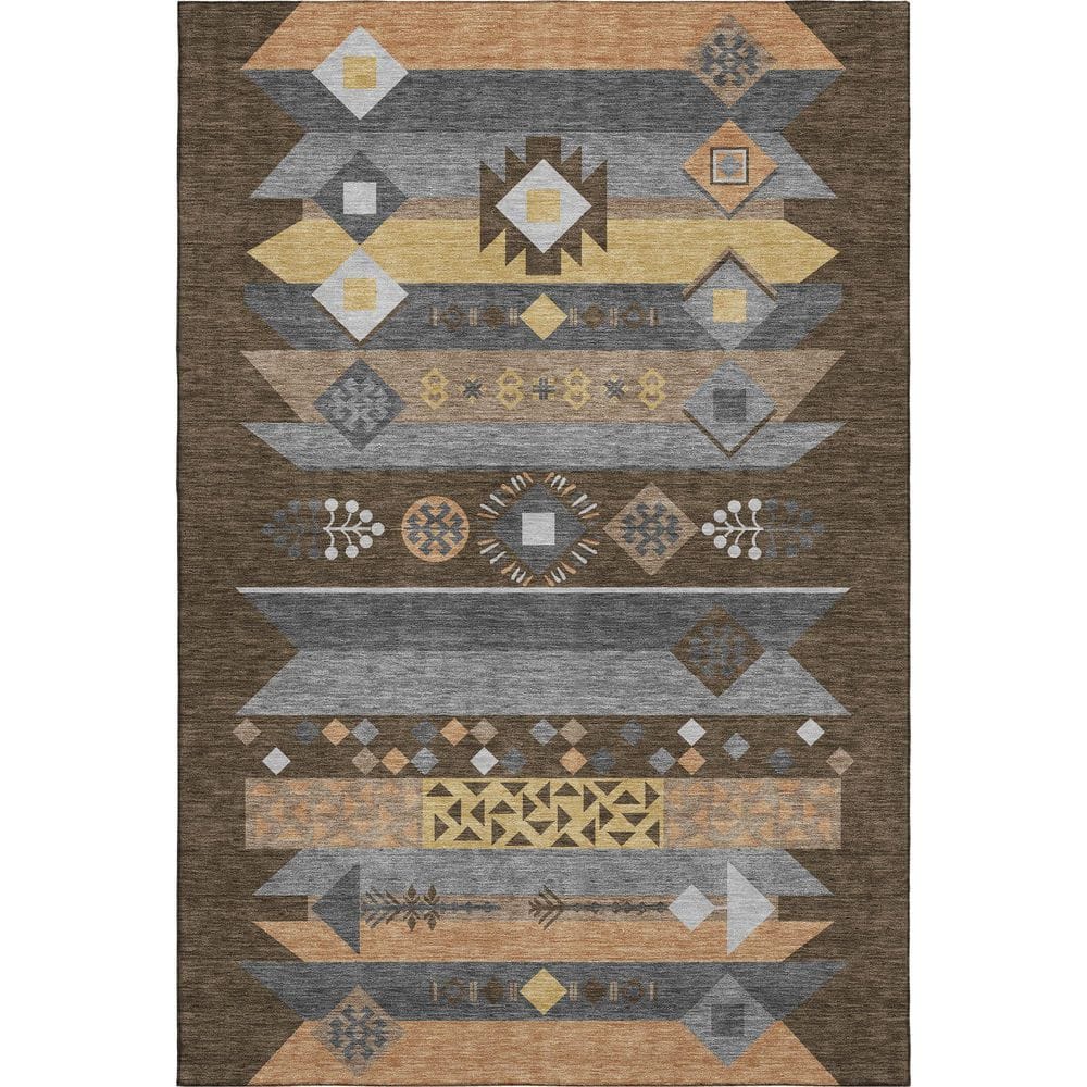Mayfield Premium Machine Washable Abstract AMF2499 Chocolate 8 ft. x 10 ft. Area Rug price history on PriceWatchPro