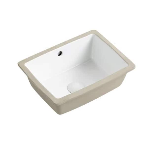 15.55 in. x 11.61 in. White Ceramic Rectangular Single Bowl Undermount Bathroom Sink