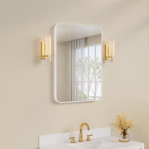 Bella 24 in. W. x 32 in. H Rectangular Aluminum Framed Wall-Mounted Bathroom Vanity Mirror in White