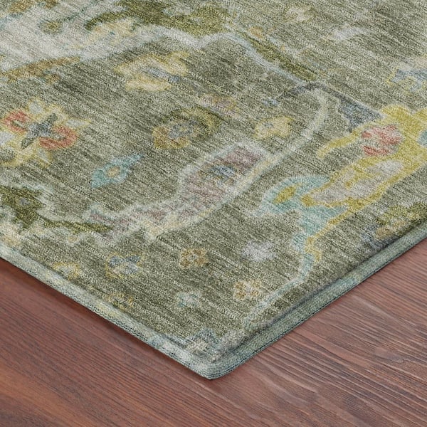 Mayfield Premium Machine Washable Abstract AMF2232 Aloe 10 ft. x 14 ft. Area Rug