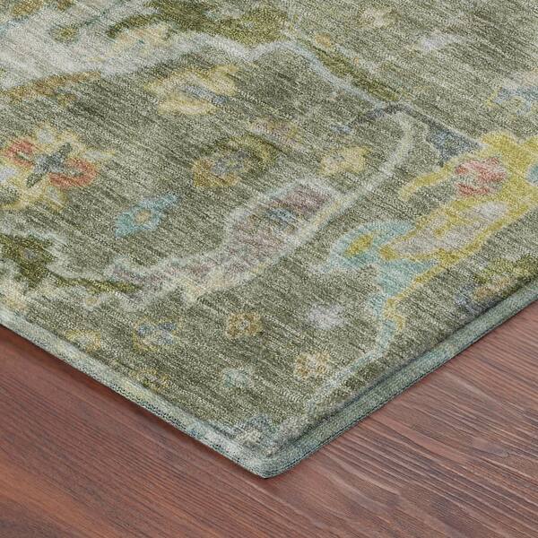 Mayfield Premium Machine Washable Abstract AMF2232 Aloe 3 ft. x 5 ft. Area Rug