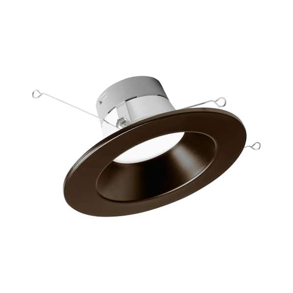 NICOR DLR Series 5 in. to 6 in. Oil-Rubbed Bronze 3000K High-Output Integrated LED Recessed Retrofit Downlight Trim, Dimmable