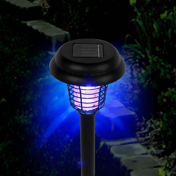 Solar Power UV Garden Lawn LED Light Lamp Pest Bug Zapper Insect Mosquito Killer 
