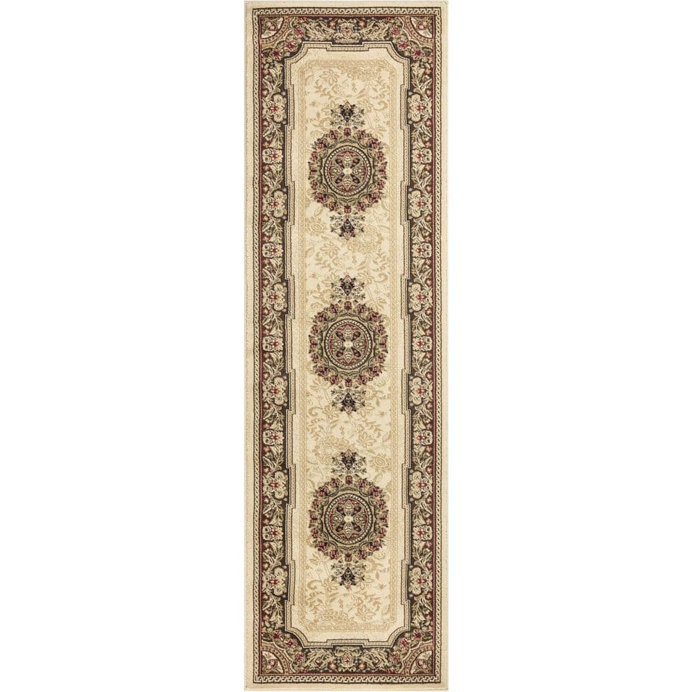 Ivory Synthetic Traditional Handmade Rectangle Rug