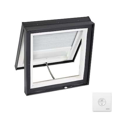 22-1/2 in. x 22-1/2 in. Solar Powered Venting Curb Mount Skylight w/ Laminated Low-E3 Glass & White Room Darkening Blind