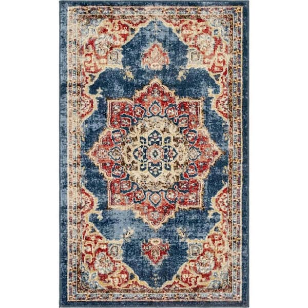 Unique Loom Utopia Helios Dark Blue 3' 3 x 5' 3 Area Rug