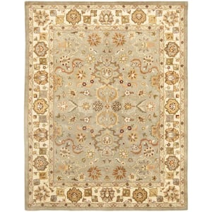 Heritage Light Green/Beige 10 ft. x 14 ft. Border Area Rug