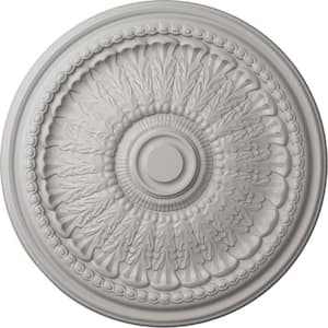 27 in. x 2-1/2 in. Brunswick Urethane Ceiling Medallion (Fits Canopies up to 4-1/2 in.), Ultra Pure White