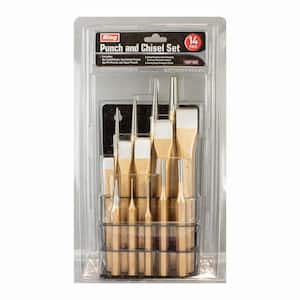 Punch and Chisel Set, Cold Chisels, Pin Punches, Center Punches and Taper Punches, CR-V (14-Pieces Set)